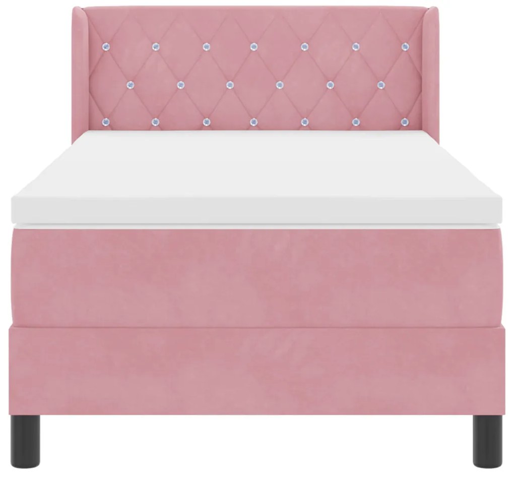 Boxspring Ágy Matrac nélkül Rózsaszín 90x200 cm Bársony