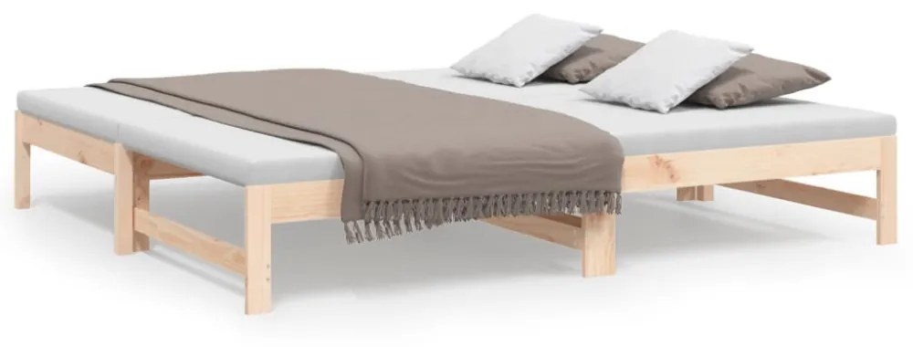 vidaXL tömör fenyőfa kihúzható kanapéágy 2x(75x190) cm