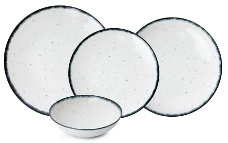 24 darabos porcelán étkészlet, fehér/fekete