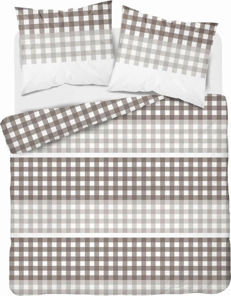 Szatén ágyneműhuzat 220x200 bézs kockás Home Satin