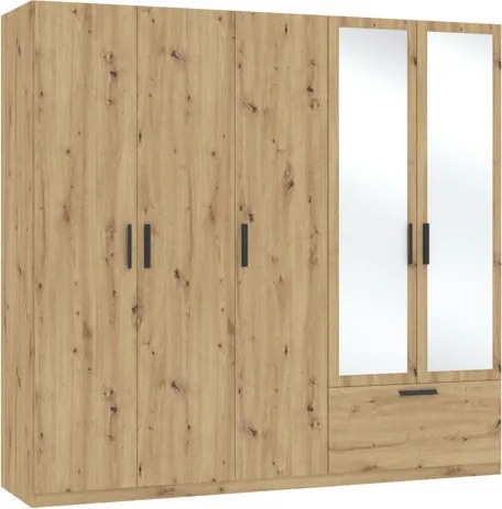 LITA WARDROBE 5D1S ARTISAN OAK WITH MIRROR