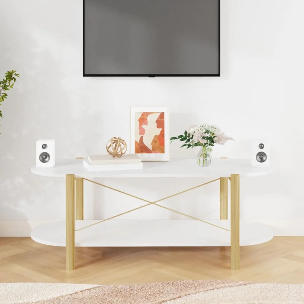 Fehér szerelt fa dohányzóasztal 110 x 48 x 40 cm