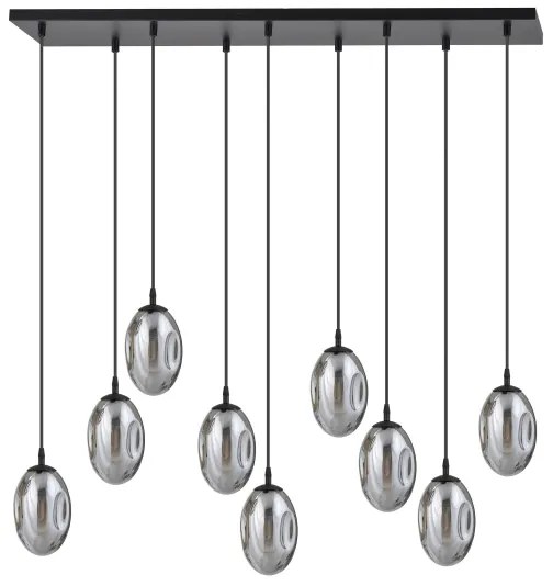 Csillár zsinóron ASTRAL 9xE14/10W/230V fekete/füstös