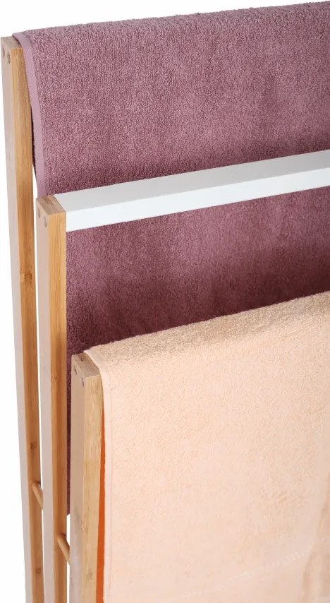 Törülközőtartó, bambusz/fehér, KOMO NEW