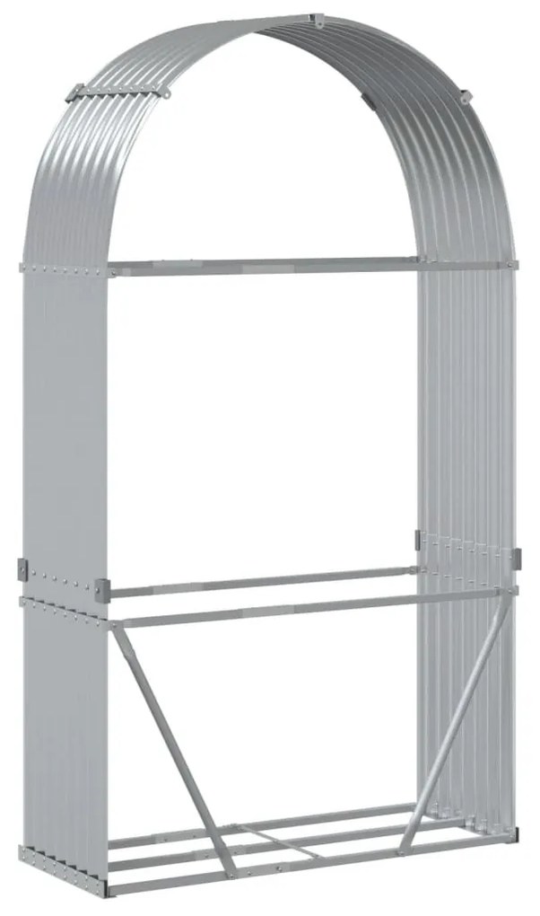 ezüstszínű horganyzott acél rönktartó 120 x 45 x 210 cm