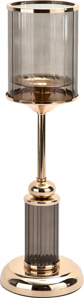 Gyertyatartó üveg kehely 40 cm arany-fekete