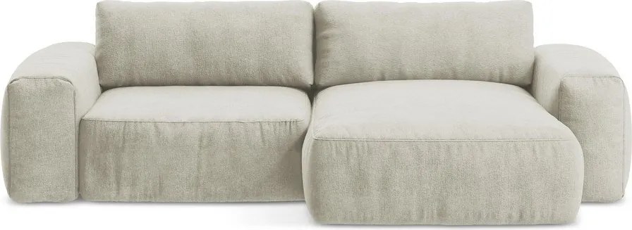 Bézs zsenília kinyitható sarokkanapé (jobb oldali-heverő résszel) Kuki – Makamii