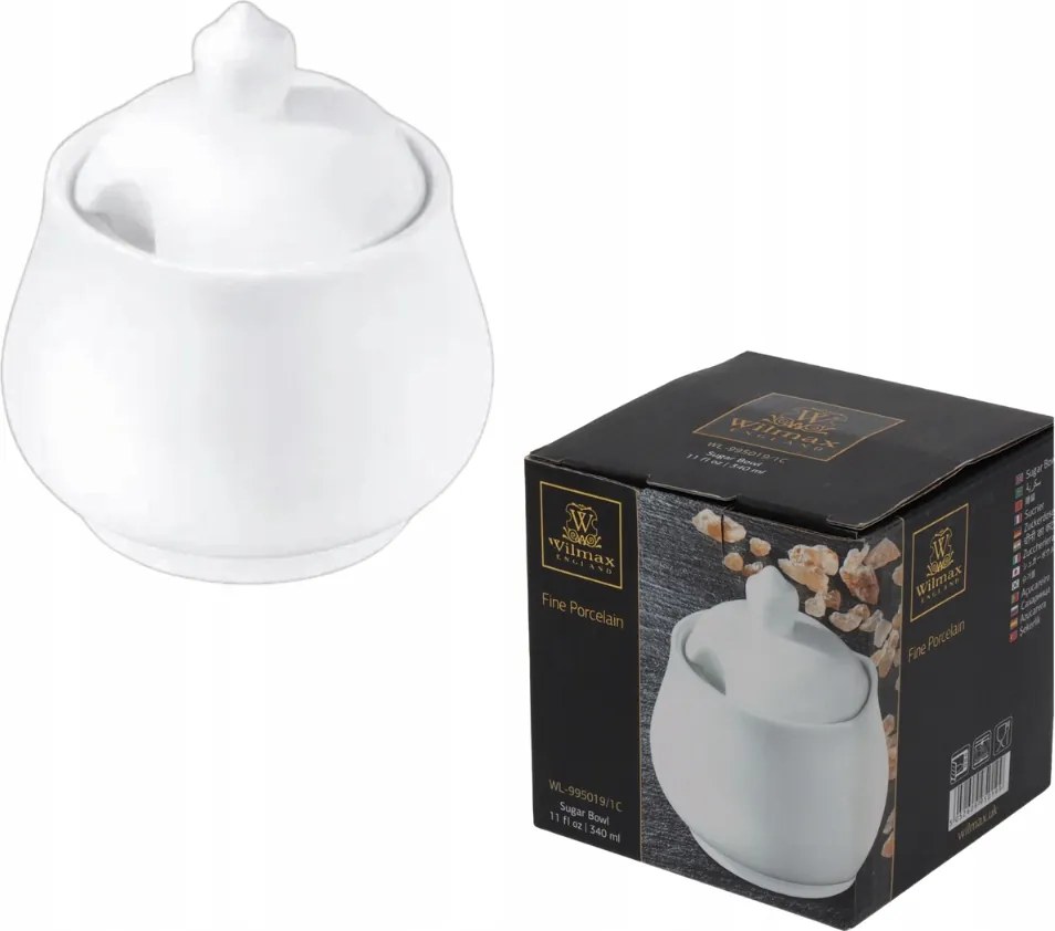 Cukortartó fehér porcelán elegáns Wilmax 340 ml