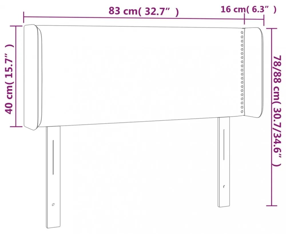 szürke műbőr LED-es fejtámla 83x16x78/88 cm