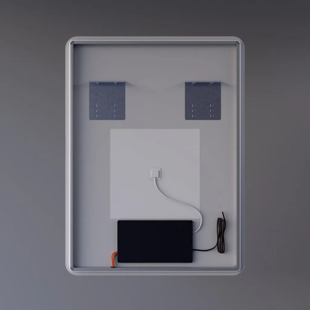 Álló fürdőszobai LED tükör 60x80cm | Páramentesítő funkció - Beépített óra - Fényerő és színhőmérséklet szabályozás | Welland Luxury-Line G790