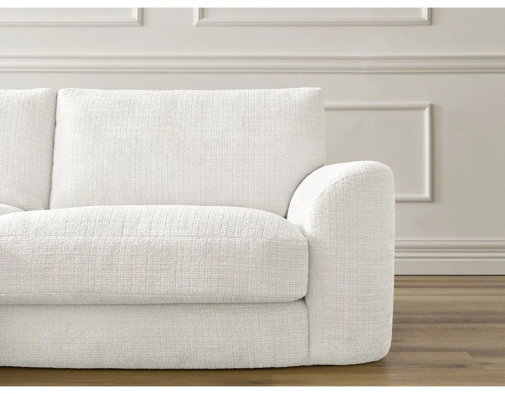 Fehér zsenília sarokkanapé (bal oldali-heverő résszel) Leonore – Bobochic Paris