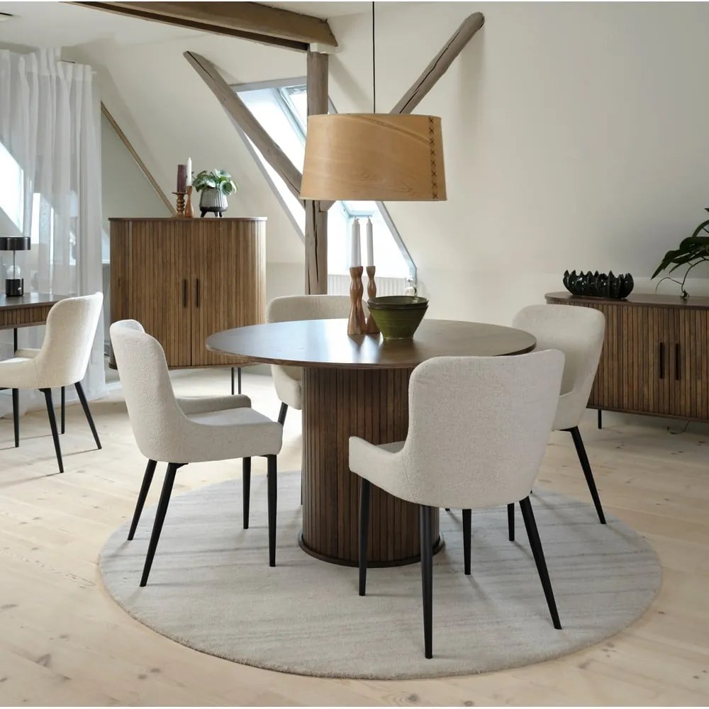 Kerek étkezőasztal tölgyfa dekorral ø 120 cm Nola – Unique Furniture