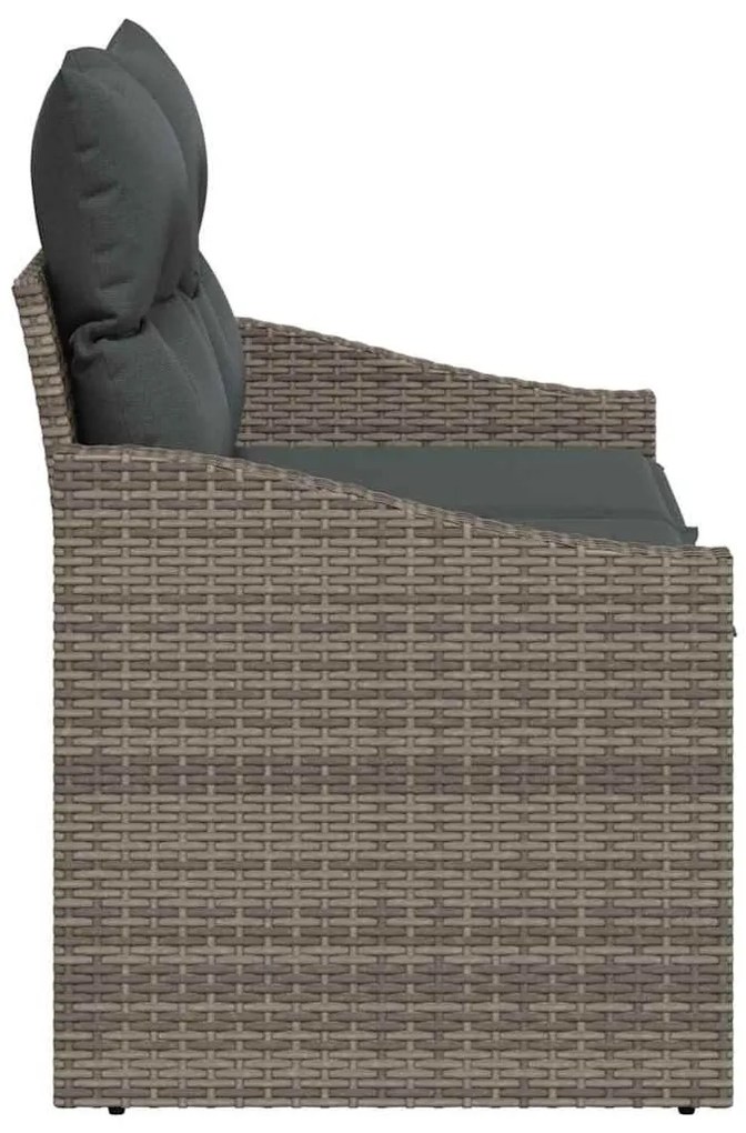 Kerti kanapé párnával Szürke 123 x 62 x 69cm polirattan