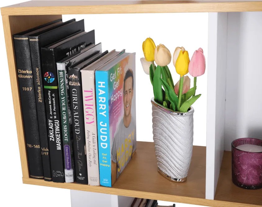 Könyvespolc, tűnyalábos fenyő/fehér, ERDEM NEW TYP 1