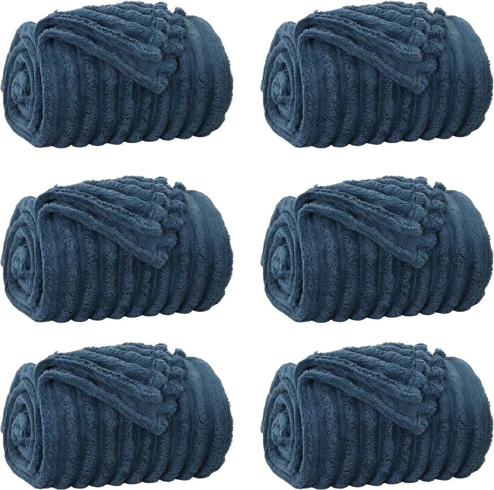 vidaXL Takarók 6 pcs Sötétkék 200 x 150 cm Gyapjú