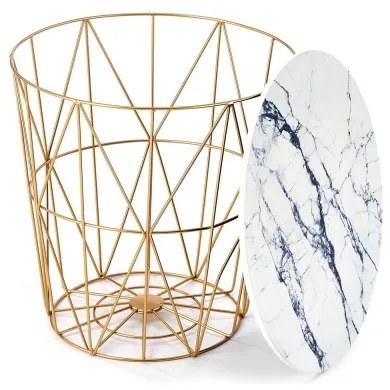 Kávésasztal HARISSA 41x42 cm arany/fehér márvány dekoráció