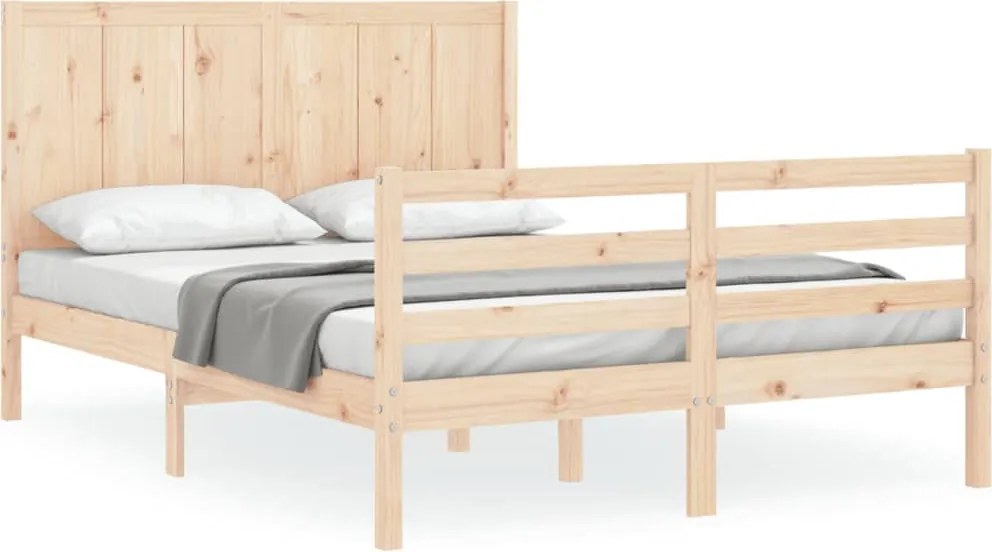 vidaXL tömör fa ágykeret fejtámlával King Size