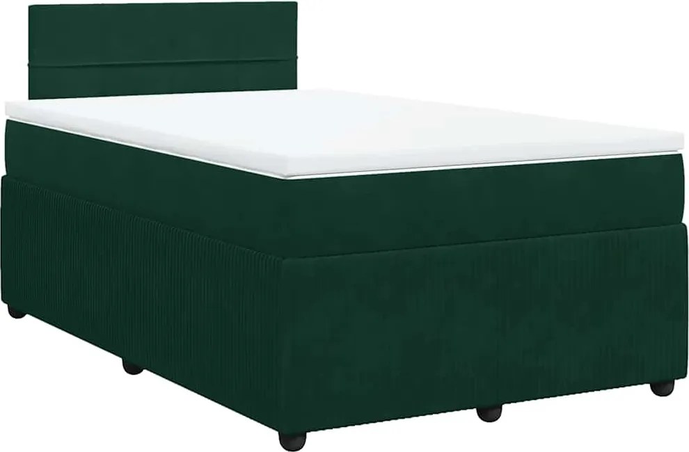 vidaXL sötétzöld bársony rugós ágy matraccal 120x190 cm