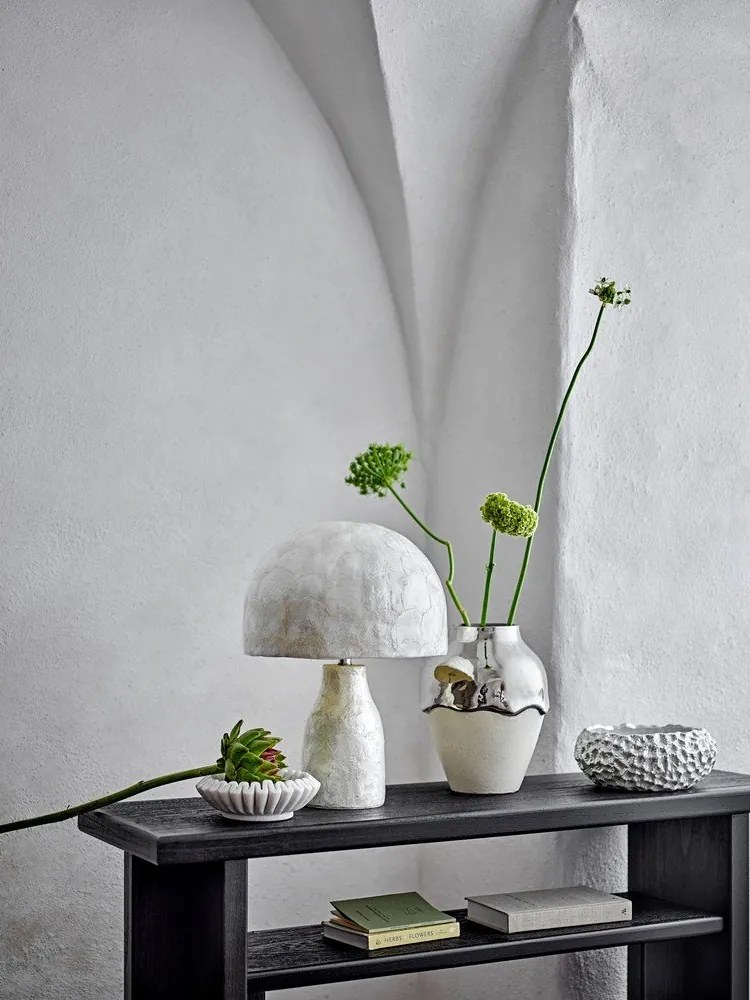 Krémszínű-ezüstszínű kőedény váza (magasság 26 cm) Silvio – Bloomingville