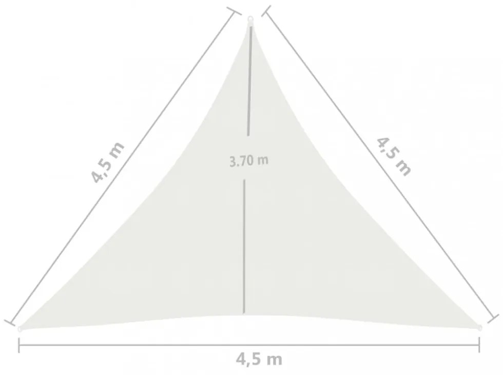fehér HDPE napvitorla 160 g/m² 4,5 x 4,5 x 4,5 m