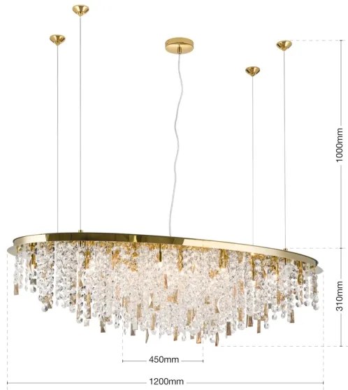 Orion - Kristály csillár zsinóron CRYSTALRIVER 21xG9/40W/230V arany