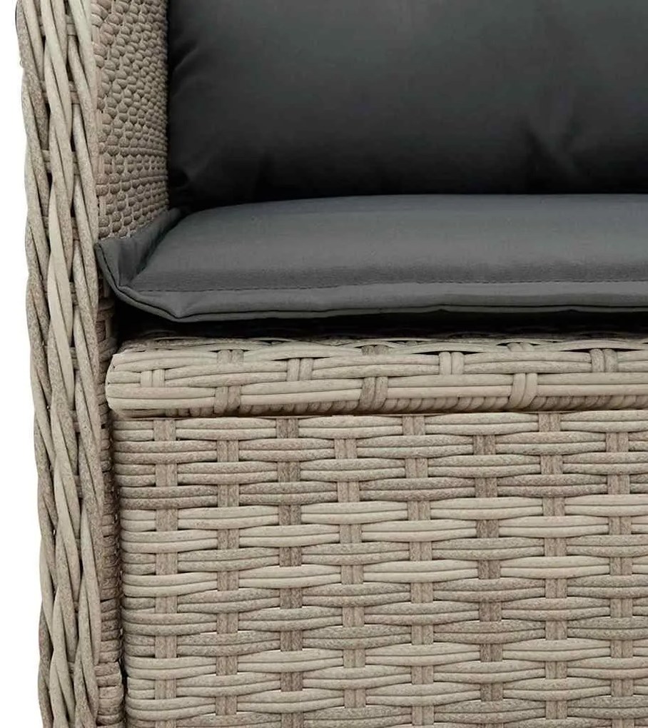 Kerti pad párnával Világosszürke Poli rattan
