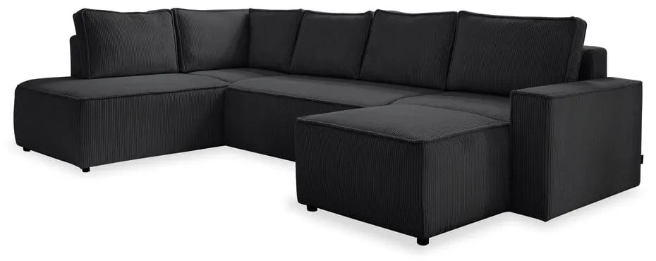Antracitszürke kordbársony kinyitható sarokkanapé (bal oldali-U alakú) Brave Dave – Miuform