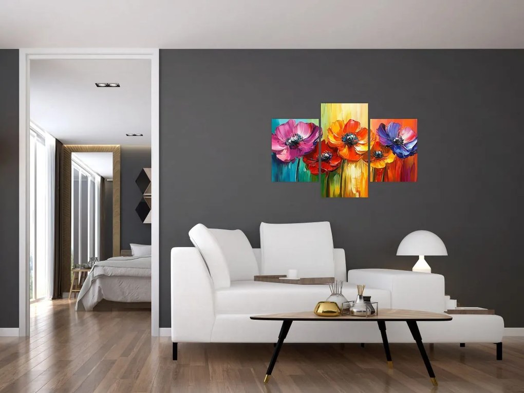 Kép - Öt színes virág (90x60 cm)