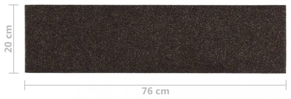 15 db sötétbarna négyszögletes öntapadó lépcsőszőnyeg 76x20cm