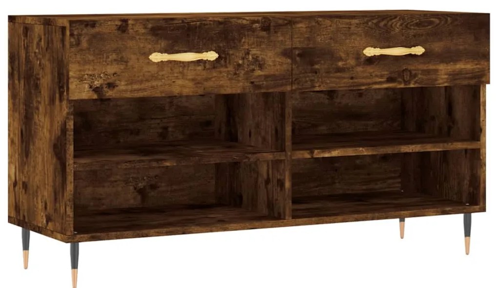 füstös tölgy színű szerelt fa cipőpolc 102x35x55 cm