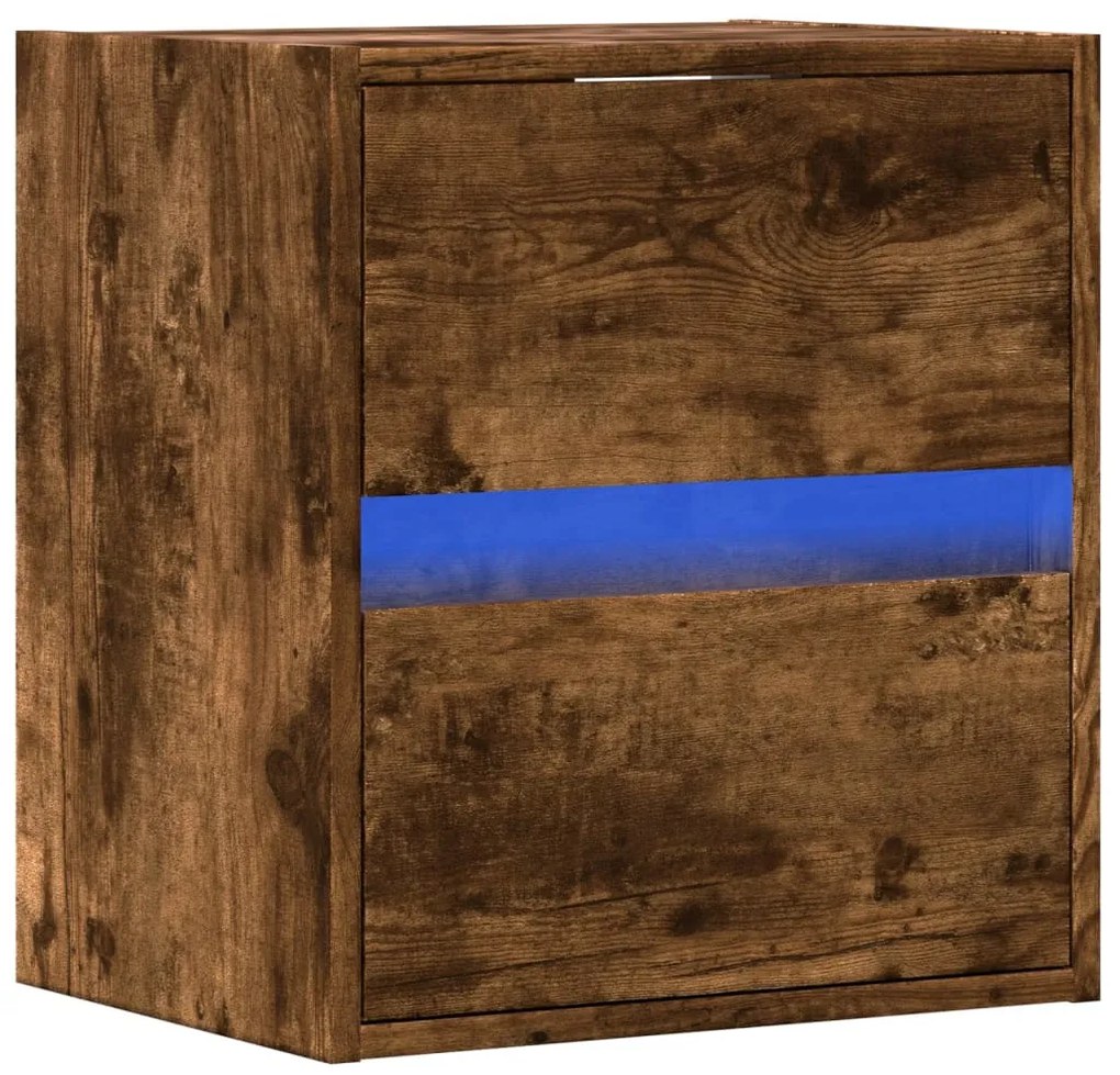 füstös tölgy színű fali TV-szekrény LED-ekkel 41x31x45 cm