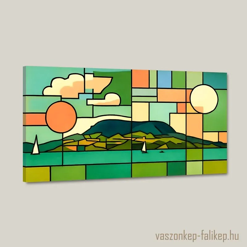 Badacsony absztrakt formák vászonkép – modern balatoni hangulat 60x34 cm