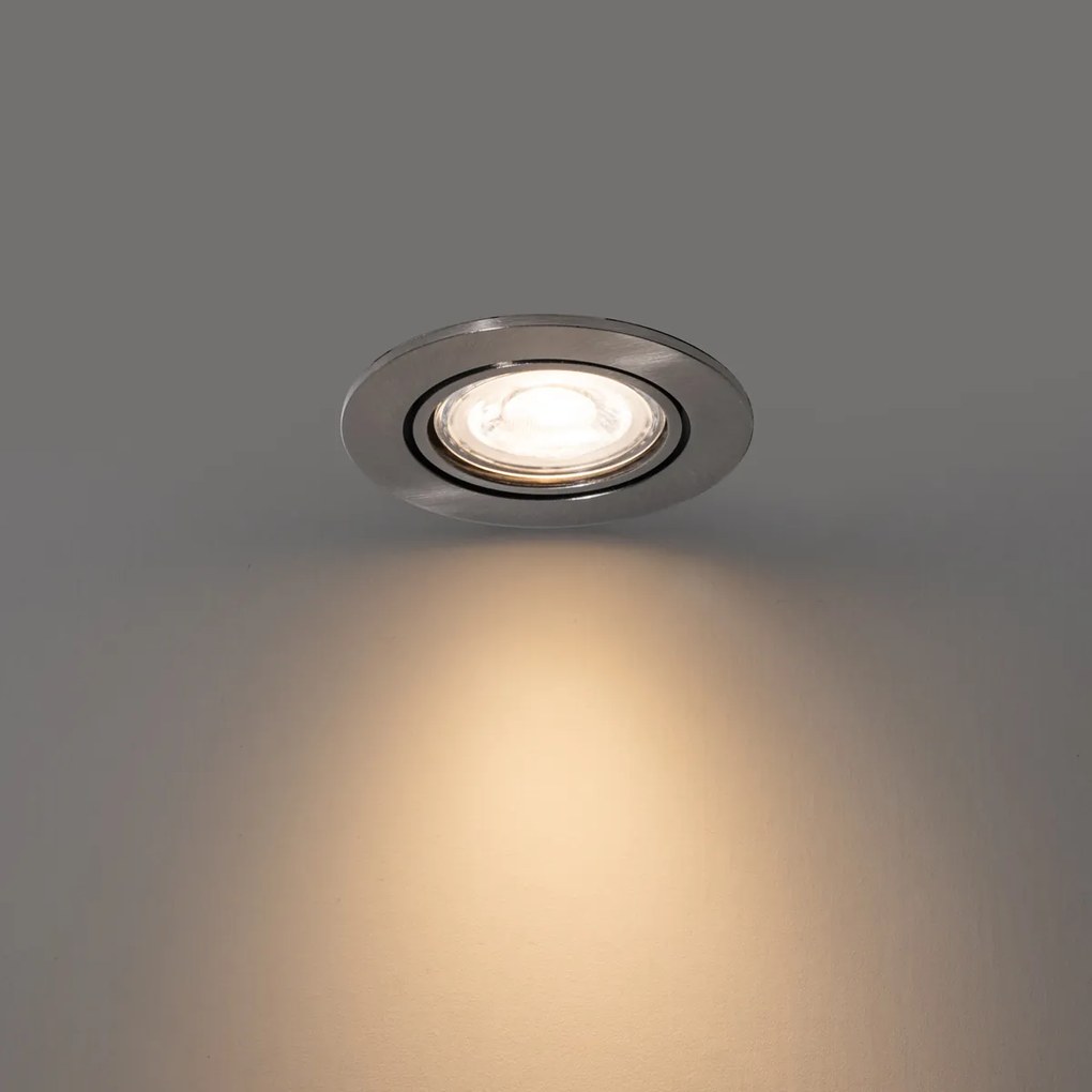 Modern fegyverszürke beépíthető spotlámpa szett, 6 db, GU10, 50mm, kerek, dönthető - Cisco