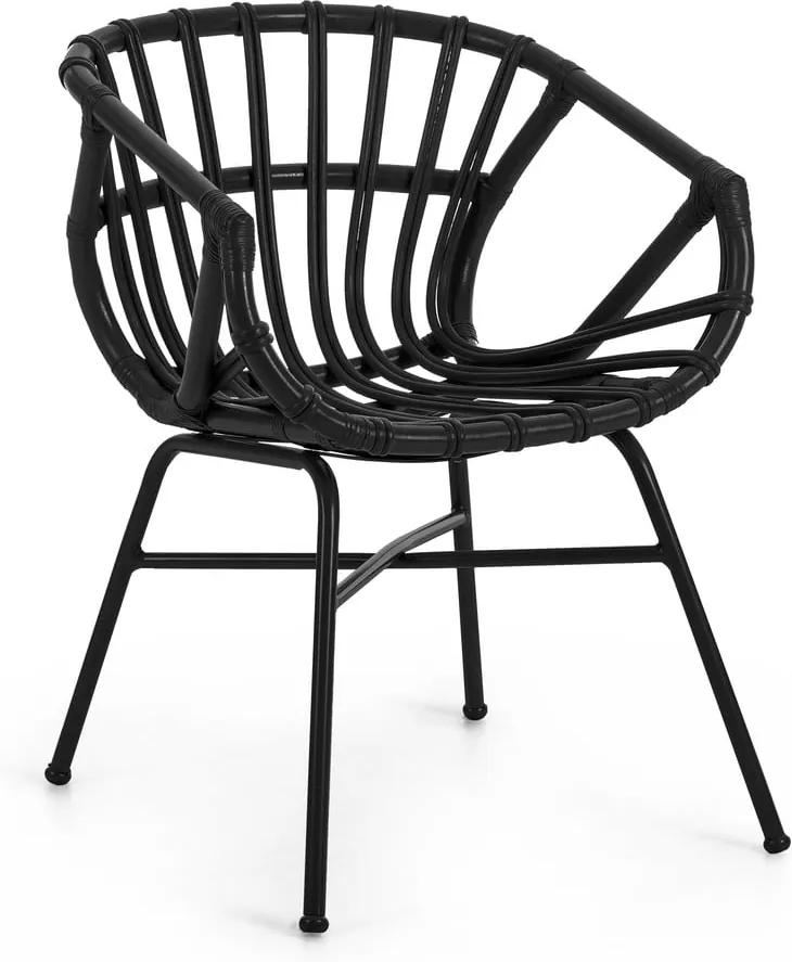 Constant fekete kerti rattan szék acél lábakkal - La Forma