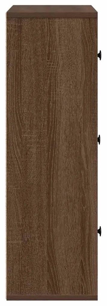 barna tölgy színű szerelt fa könyvszekrény 60x24x76,5 cm