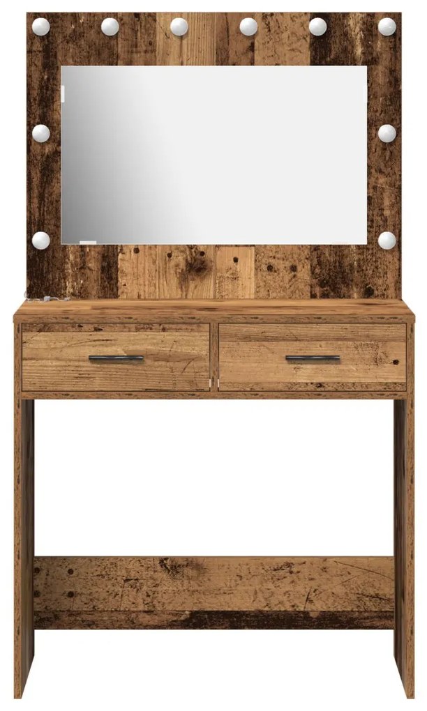 LED világítással ellátott sminktükör Öreg fa 78,5x41x135 cm