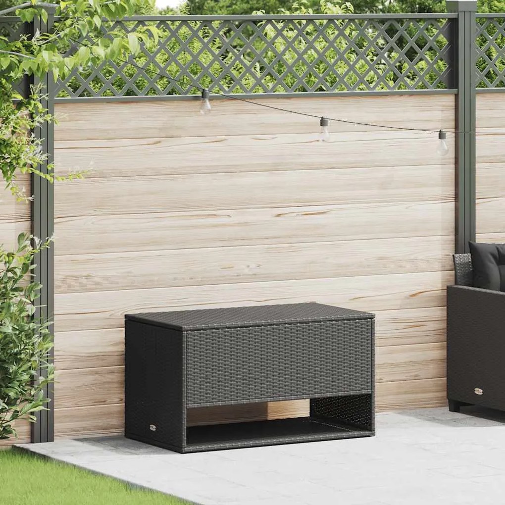 Fekete Polyrattan Kültéri Párna Doboz 100X55X55,5 Cm