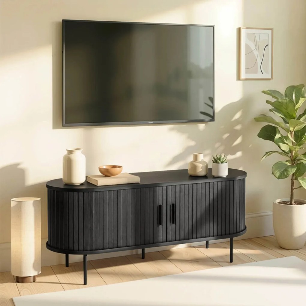 TV-állvány 120 cm, 2 ajtóval, fekete TRISH
