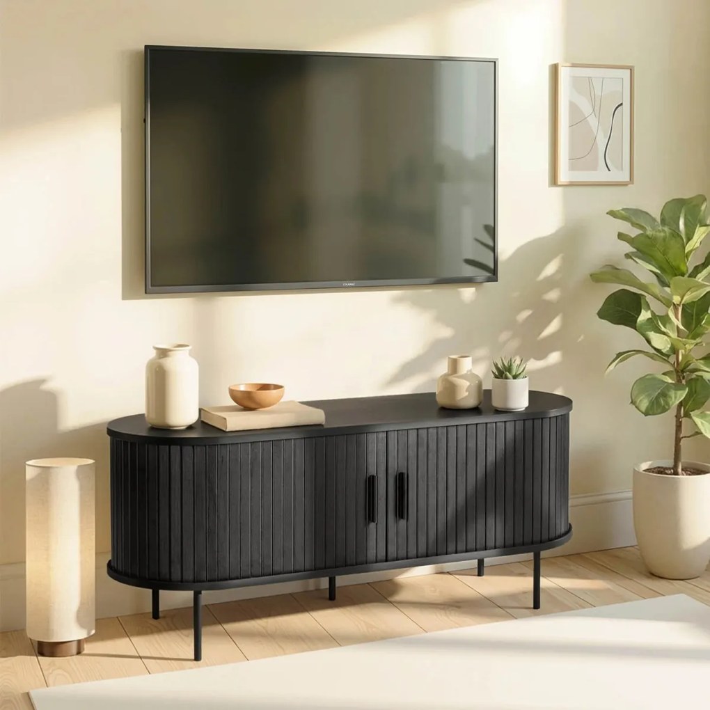 TV Állvány Fekete színben. 2 ajtós. TRISH 120 cm