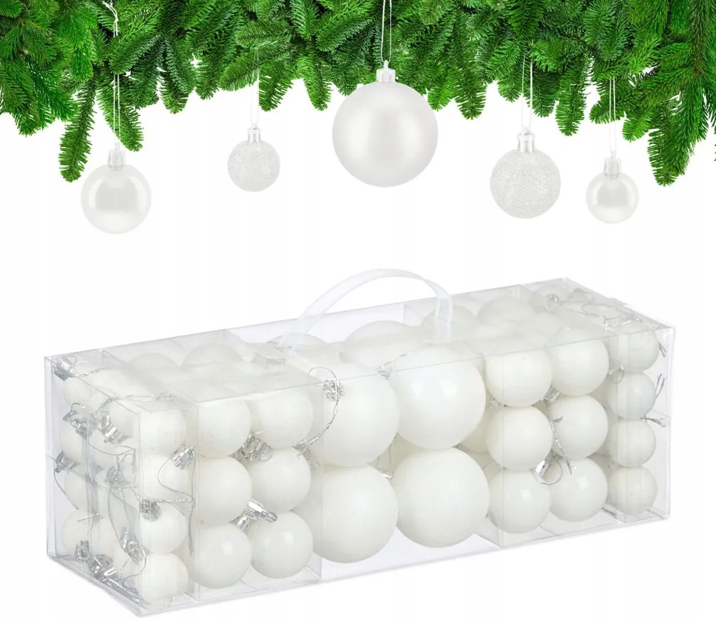 Karácsonyfadísz 76db Relaxdays Fehér