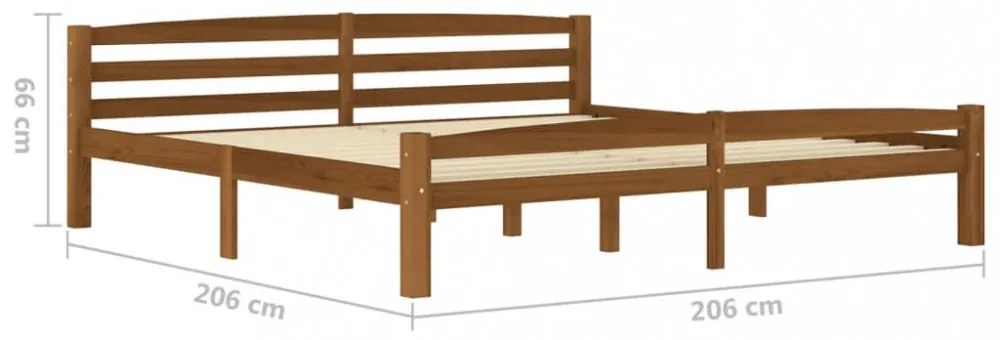 mézbarna tömör fenyőfa ágykeret matrac nélkül 200 x 200 cm