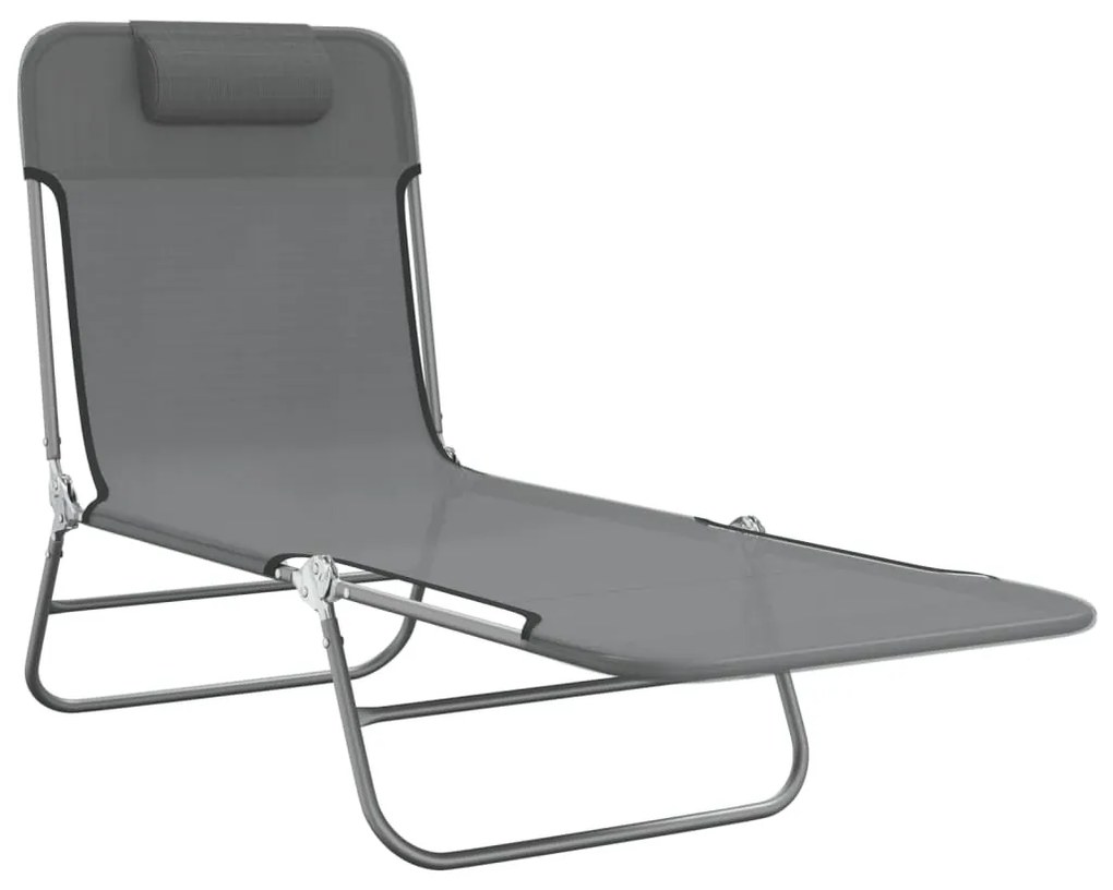 2 db szürke textilén és acél összecsukható napágy