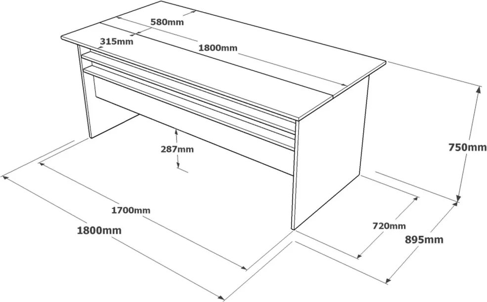 Íróasztal, 180 cm – Vs1-Cga