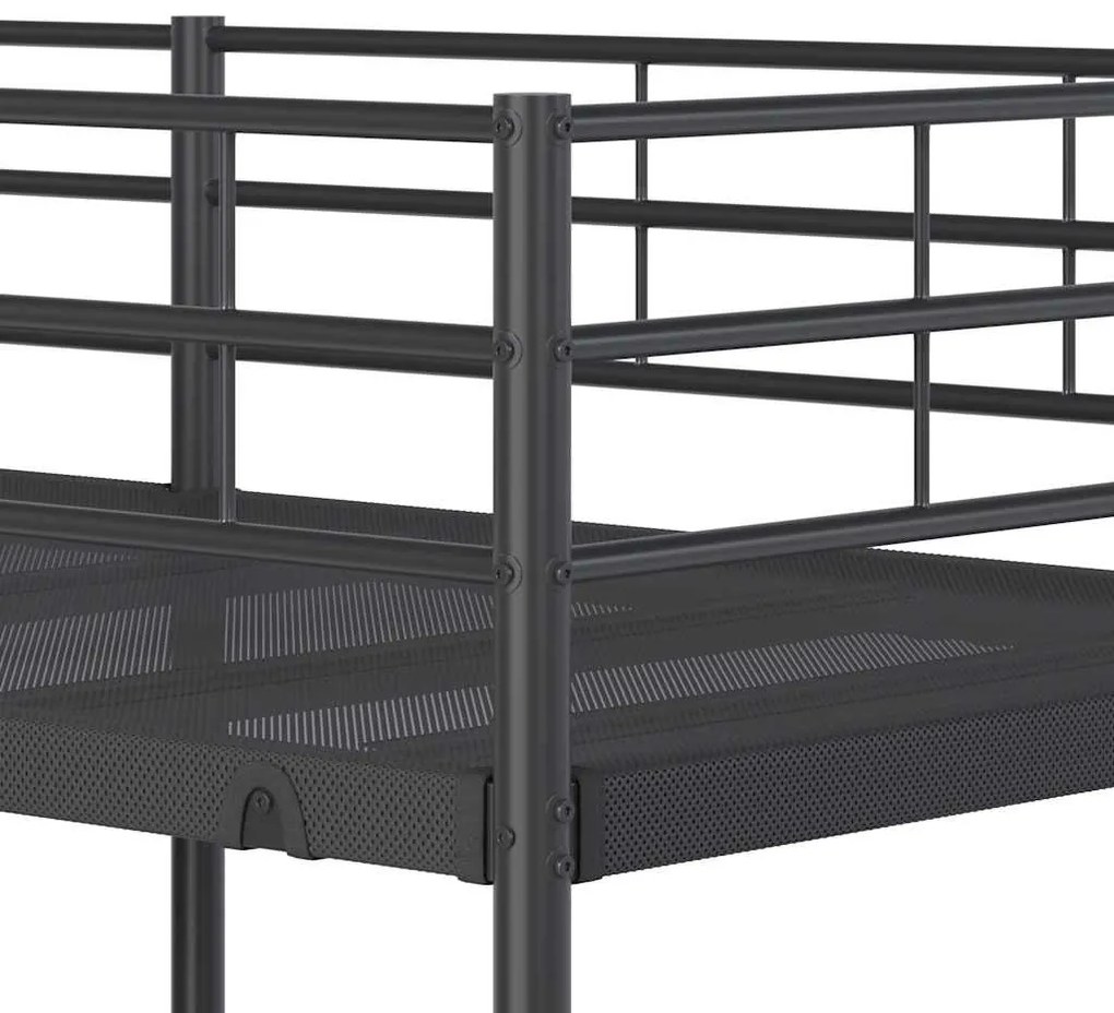 fekete acél emeletes ágy matrac nélkül 100 x 200 cm