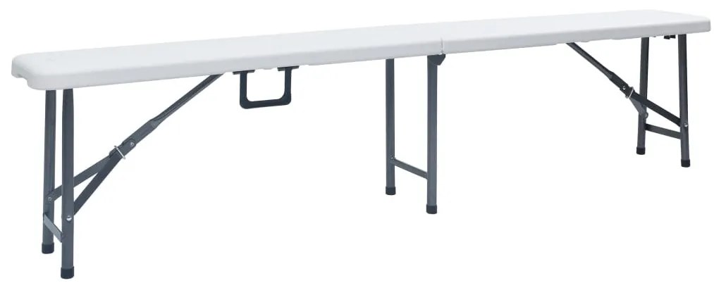 2 db fehér összecsukható HDPE kerti pad 180 cm