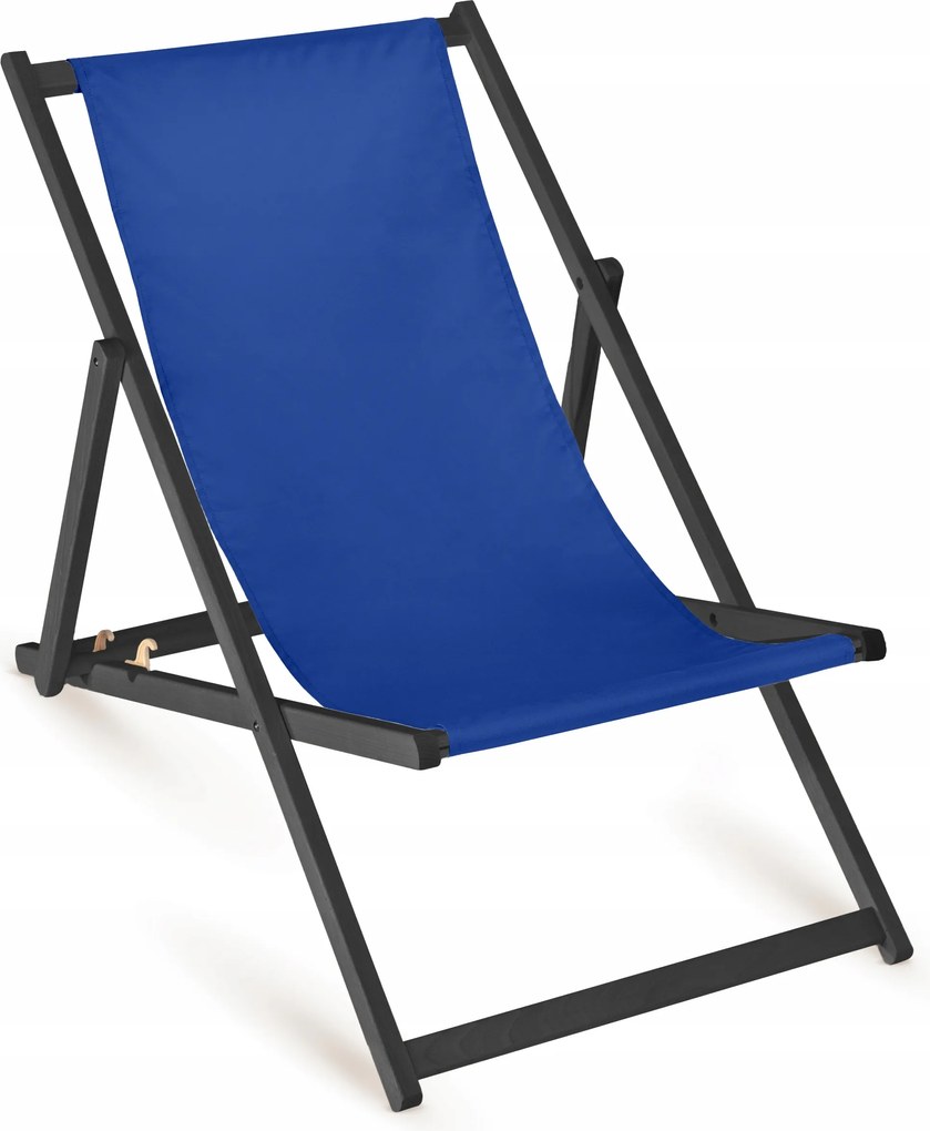 Kerti Napozóágy Összecsukható Sötétkék Fa Napozóágy Strand Erkély Terasz