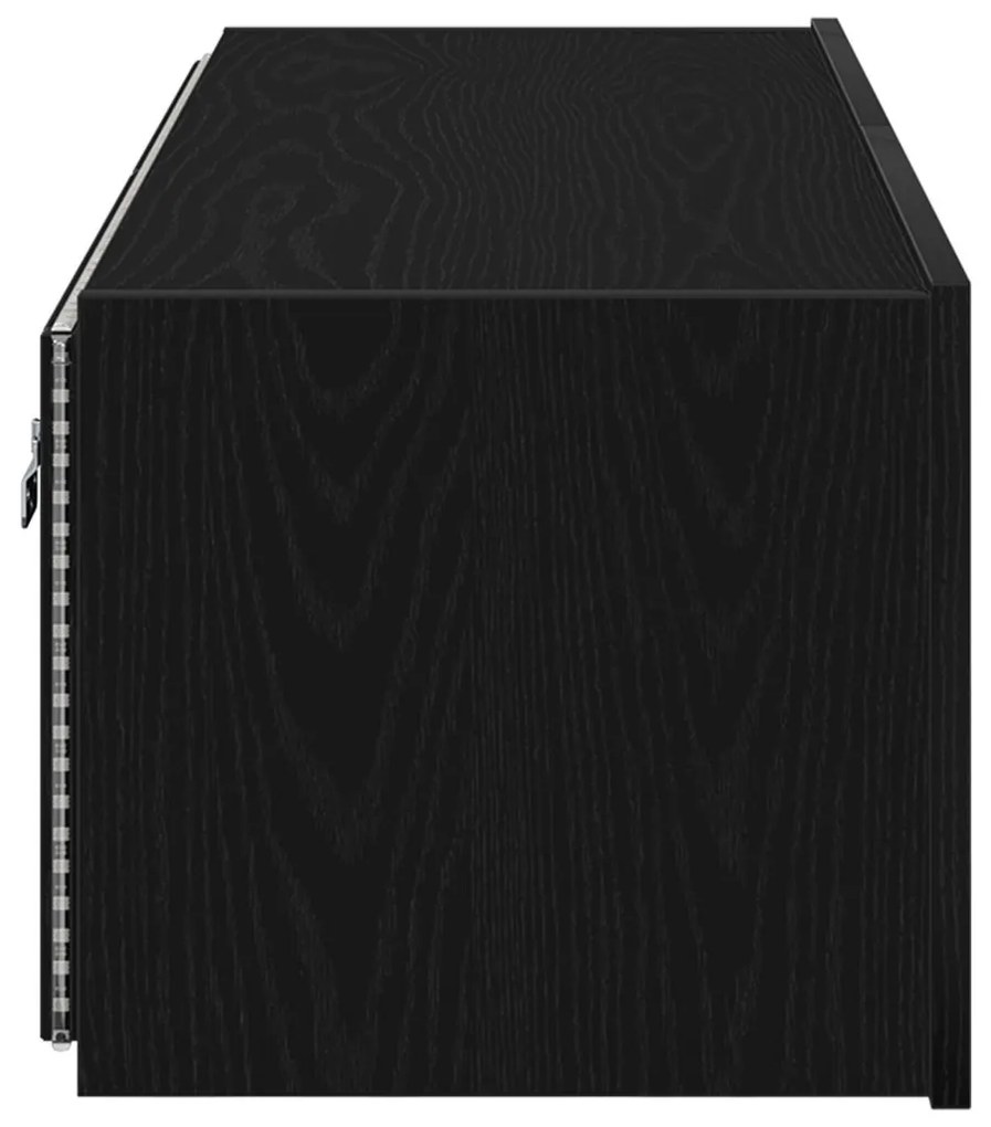 TV Falióra LED világítással Fekete Tölgy 100x35x31 cm