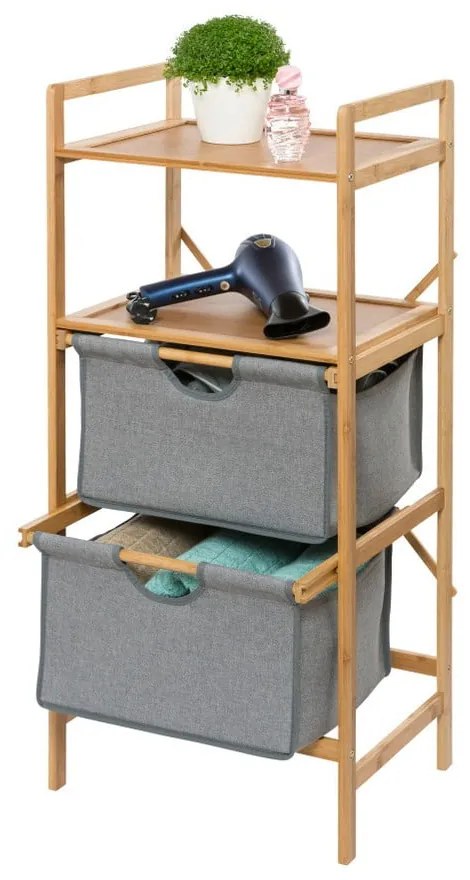 Szürke-barna bambusz fürdőszobai polcos állvány 44x96 cm Bahari – Wenko