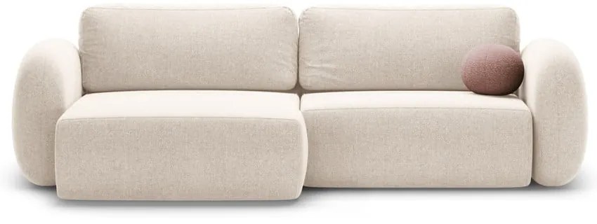 Krémszínű zsenília kinyitható-tárolóhelyes sarokkanapé Tonale – Cosmopolitan Design