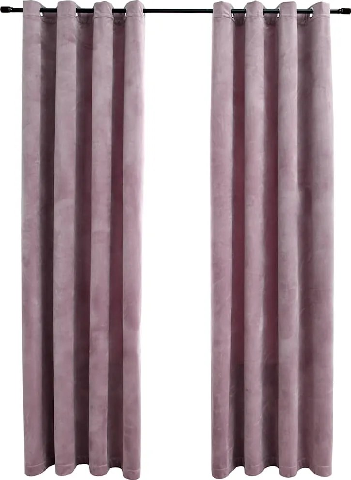 vidaXL 2 db rózsaszín bársony sötétítőfüggöny gyűrűkkel 140 x 175 cm